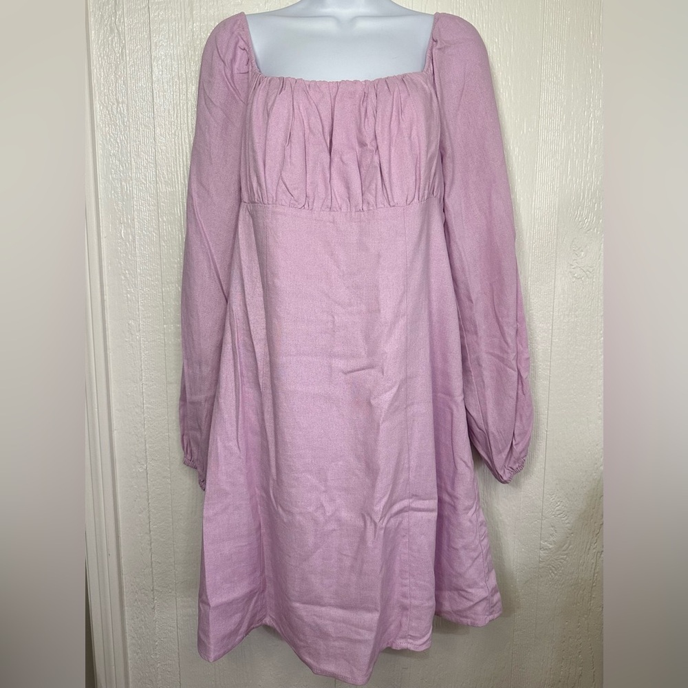 NWT Gianni Bini Midi Spring Lilac Purple Long Sleeve Junior Dress Sz Large